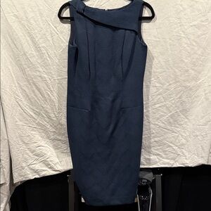 Anne Klein Textured Navy Midi Dress